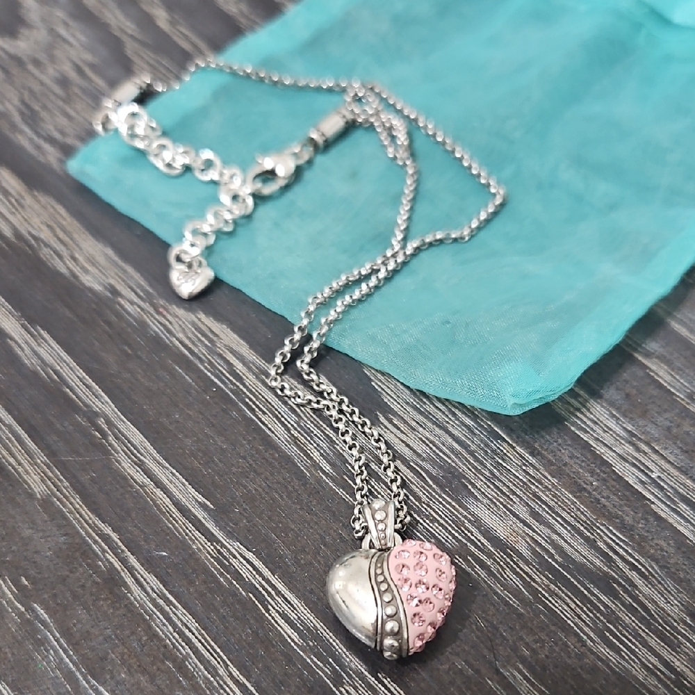 Brighton Silver and Pink Heart Pendant Necklace - Picture 1 of 4